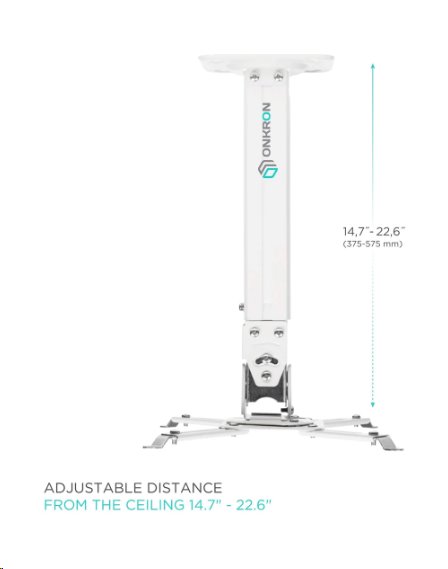 ONKRON Nastaviteľný stropný/nástenny držiak na projektor do 10 kg, biely 