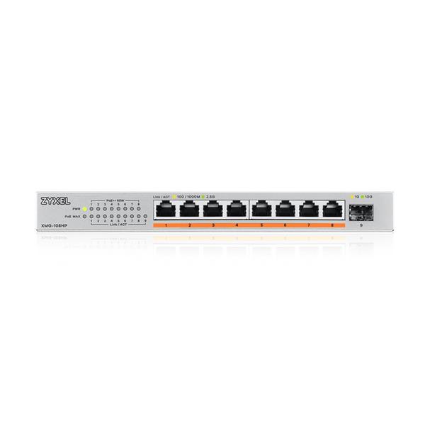 Zyxel XMG-108HP 8 Ports 2,5G + 1 SFP+, 8 ports 100W total PoE++ Desktop MultiGig unmanaged Switc 