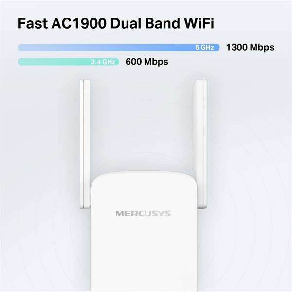 AC1900 Wi-Fi Range Extender SPEED: 600 Mbps at 2.4 GHz + 1300 Mbps at 5 GHz  SPEC:  4× Fixed External Antennas, 1× Gigab 