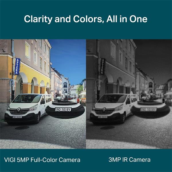 5MP Full-Color Bullet Network Camera SPEC: 5MP, 4mm Fixed Lens, 1/2.7” Progressive Scan CMOS, H.265+/H.265/H.264+/H.264, 