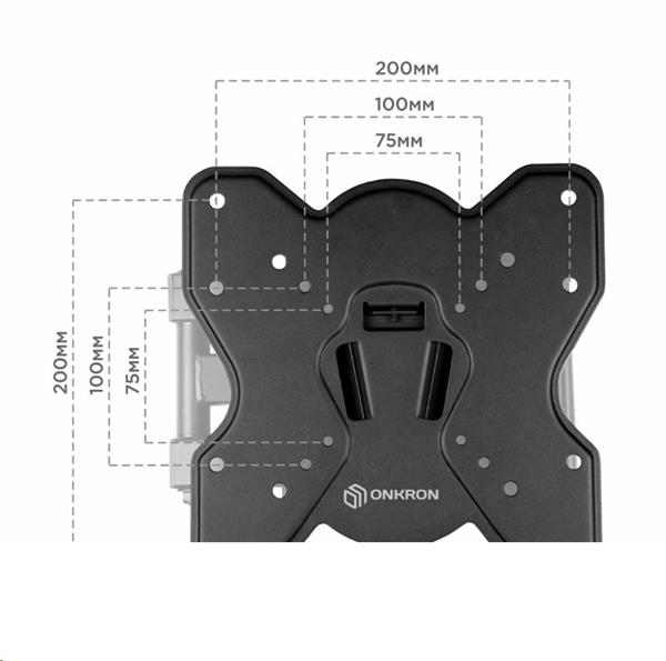 ONKRON Full Motion TV držiak na stenu pre 17" až 43" obrazovky do 35 kg, čierny,VESA: 75x75 - 200x200 