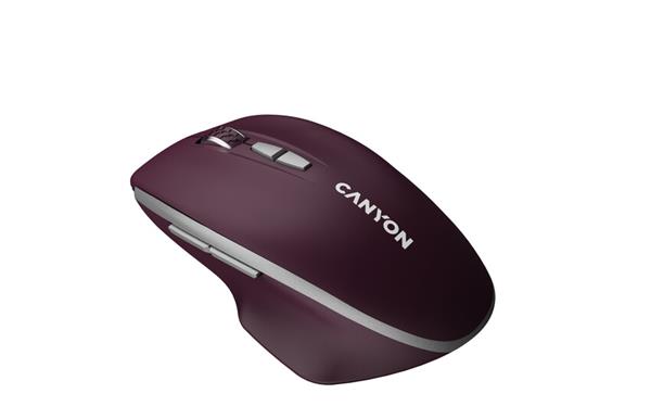 Canyon MW-21, Wireless optická myš, USB prij., Blue LED senz., 800/1.200/1.600 dpi, 3 tlač,  bordová 