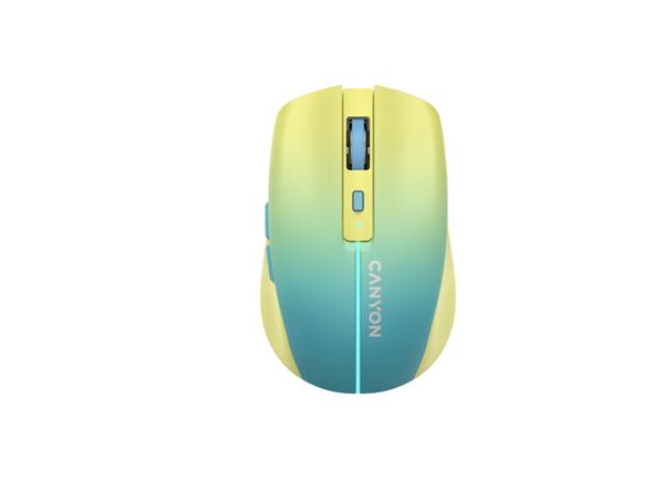 Canyon MW-44, 2v1 bezdrôtová optická myš Bluetooth / Wireless 800/1200/1600 DPI, 8 tlač, 7 LED, akumulátor, USB-C  