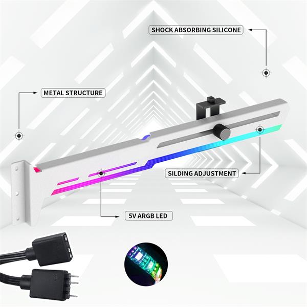 1stCOOL GPU Holder ARGB - držiak VGA kovový nastaviteľný biely 