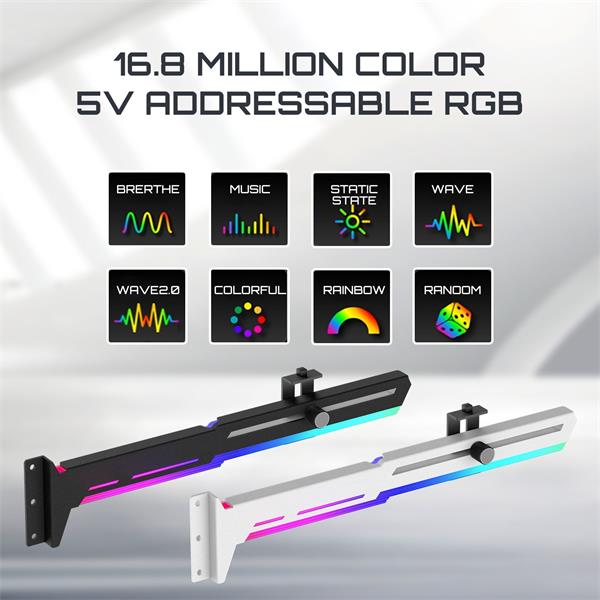 1stCOOL GPU Holder ARGB - držiak VGA kovový nastaviteľný biely 