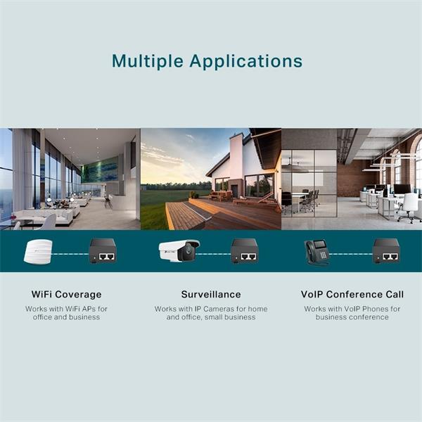 TP-LINK "PoE+ Injector AdapterPORT: 1× Gigabit PoE Port, 1× Gigabit Non-PoE PortSPEC: 802.3at/af Compliant, Data and P 