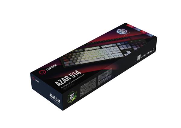 Lorgar Azar 514, mechanická herná klávesnica, RGB podsvietenie, 18 režimov,  USB-C, biela 
