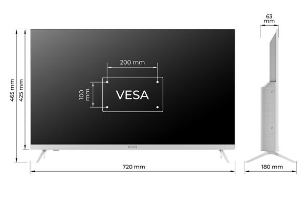 KIVI TV 32H760QW, 32" (81cm), HD LED TV, AndroidTV 11, White, 1366x768, 60 Hz,2x8W, 33 kWh/1000h ,HDMI ports 2 