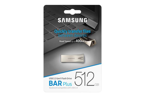 512 GB . USB 3.2 Flash Drive Samsung BAR Plus Champagne Silver 