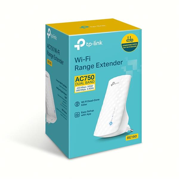 AC750 Wi-Fi Range Extender SPEED: 300Mbps at 2.4GHz + 433Mbps at 5GHz SPEC: 3 × Internal Antennas, Wall Plugged FEATURE: 