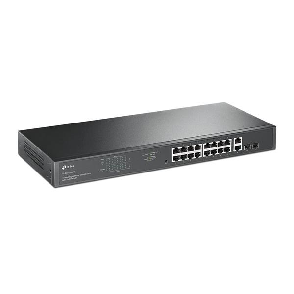 18-Port Gigabit Easy Smart Switch with 16-Port PoE+ PORT: 16× Gigabit PoE+ Ports, 2× Gigabit Non-PoE Ports, 2× Combo Gig 