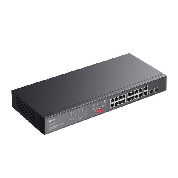 18-Port Gigabit Rackmount  Switch with 16-Port PoE+ PORT: 16× Gigabit PoE+ Ports, 2× Gigabit Non-PoE Ports, 2× Combo Gig 