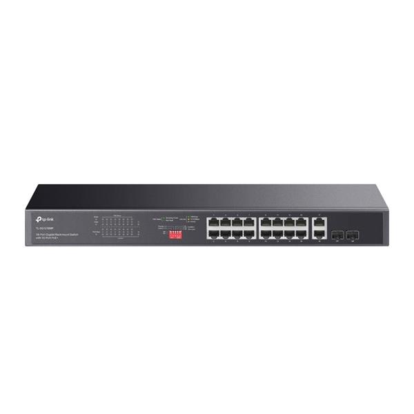 18-Port Gigabit Rackmount  Switch with 16-Port PoE+ PORT: 16× Gigabit PoE+ Ports, 2× Gigabit Non-PoE Ports, 2× Combo Gig 