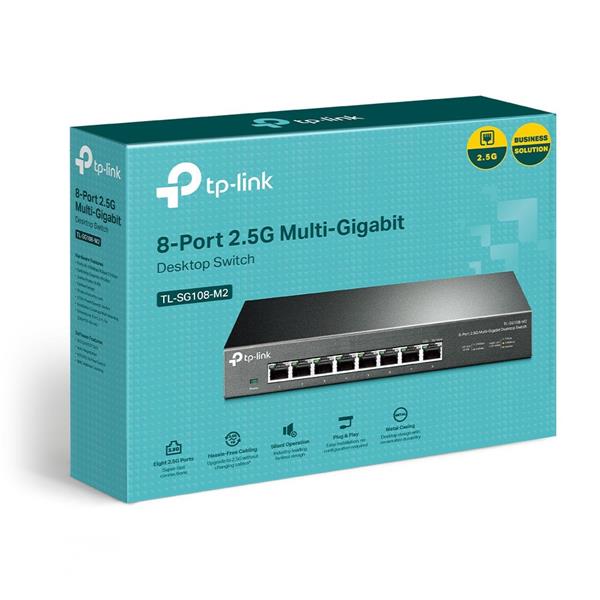8-Port 2.5G Multi-Gigabit Desktop Switch PORT: 8× 2.5G RJ45 Ports SPEC: Desktop Steel Case FEATURE: Plug and Play 