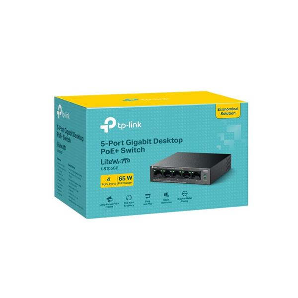 TP-LINK "5-Port Gigabit Desktop Switch with  4-Port PoE+ PORT: 4× Gigabit PoE+ Ports, 1× Gigabit Non-PoE PortSPEC: 802 