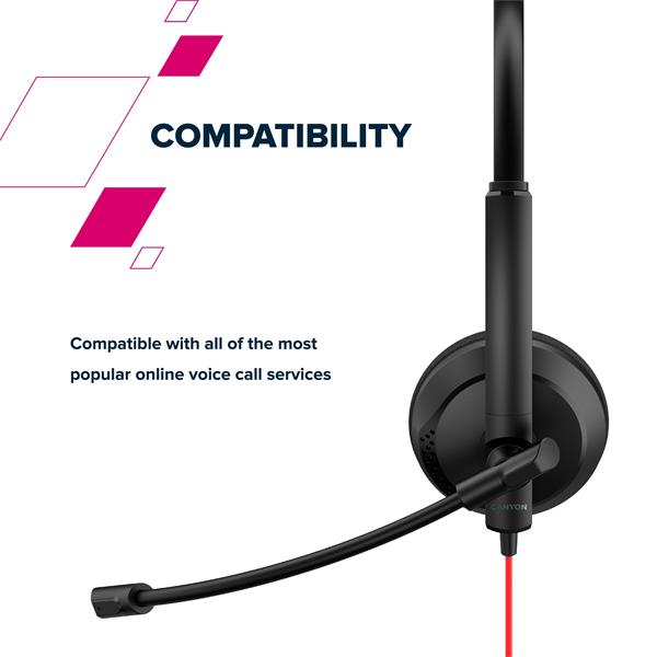 Canyon HS-7, PC Headset, USB/3.5mm jack, pokročilý konferenčný - slúchadla s mikrofónom, ovládanie na kábli, čierne 