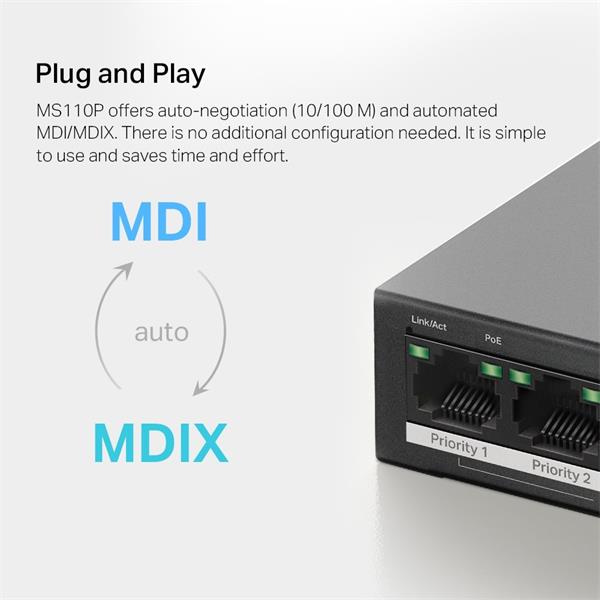 NV Version is suitabe for customers who"s voltage input is between 220V-240V"10-Port 10/100Mbps Desktop Switch with 8-Po 