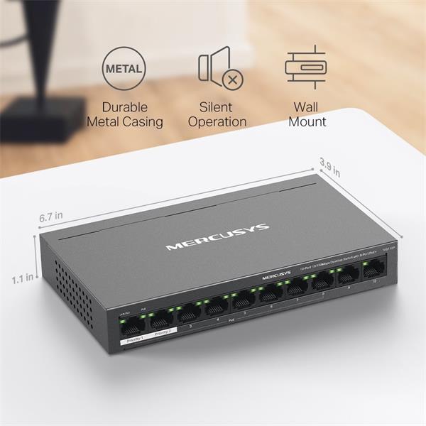 NV Version is suitabe for customers who"s voltage input is between 220V-240V"10-Port 10/100Mbps Desktop Switch with 8-Po 
