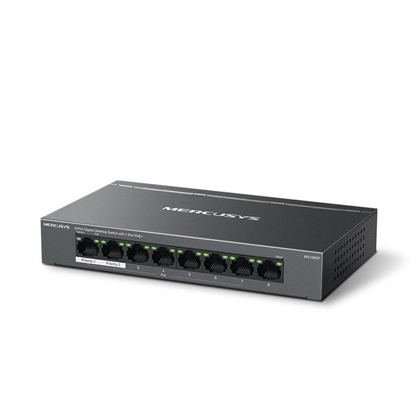 NV Version is suitabe for customers who"s voltage input is between 220V-240V"8-Port Gigabit Desktop Switch with 7-Port P 