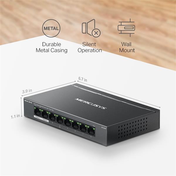 NV Version is suitabe for customers who"s voltage input is between 220V-240V"8-Port Gigabit Desktop Switch with 7-Port P 