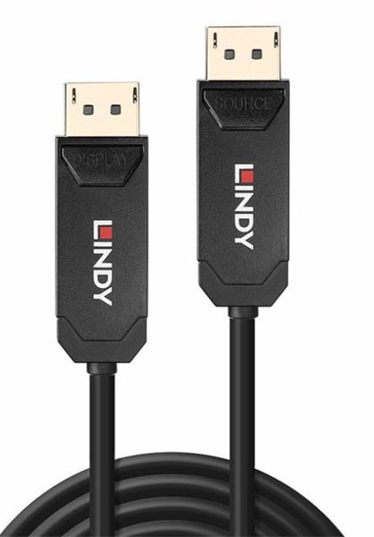 Lindy DisplayPort M M 20m, 8K@60Hz, DP v2.0, 40Gbit s, UHBR10, čierny, jednosmerný, aktívny, optický 