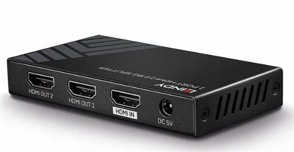 Lindy Video distribútor splitter HDMI 1IN 2OUT UHD 4K (60Hz) 18G, čierny 