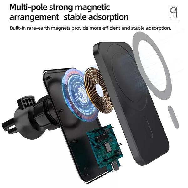 1stCOOL Qi bezdrôtová magnetická autonabíjačka 15W, MagSafe kompatibilná, biela 