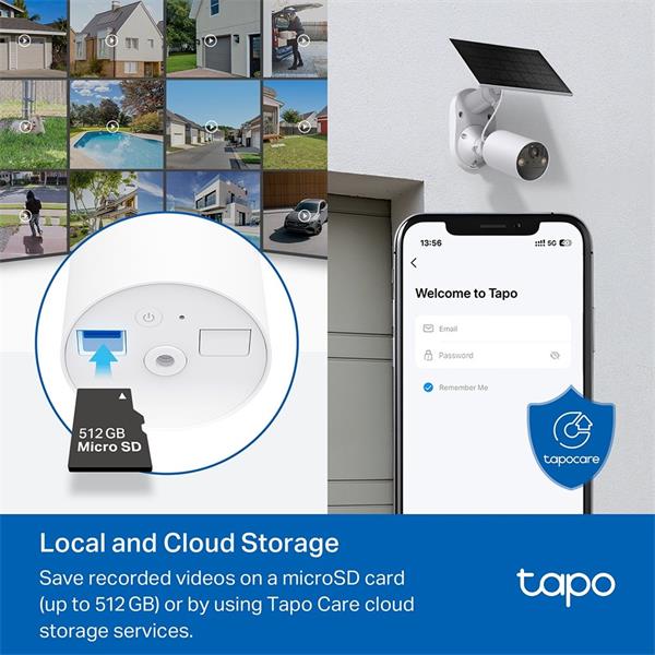 TP-LINK "Solar-Powered Security Camera Kit1 × Tapo C410, 1 × Tapo A201SPEC: 2K (2304x1296), 2.4 GHz, Solar panel (5.2V 