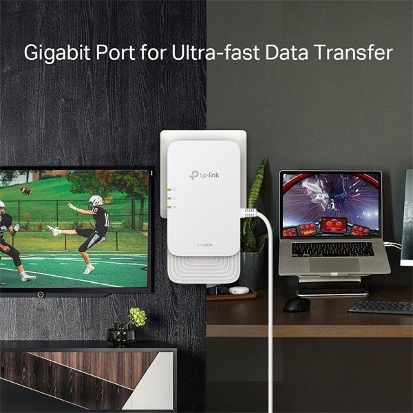 TP-LINK "G.hn2400 Powerline AX1800 Wi-Fi 6 KitKIT: 1× PGW2440 + 1× PG2400PPGW2440:SPEED: 574 Mbps at 2.4 GHz + 1201 M 