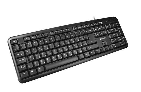 Canyon KB-1, klávesnica, USB, 104 kláves, odolná proti poliatiu tekutinou, štíhla, SK/CZ, čierna 