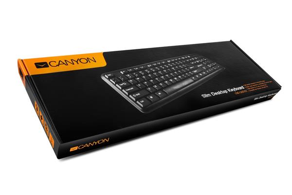 Canyon KB-1, klávesnica, USB, 104 kláves, odolná proti poliatiu tekutinou, štíhla, SK/CZ, čierna 