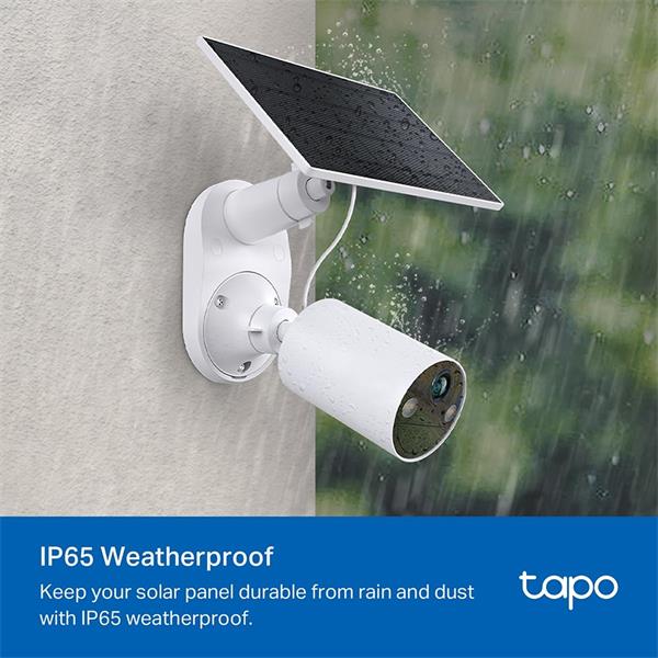 "Tapo Solar Panel SPEC: 5.2V 2.5W FEATURE: Type-C Charging Port, Non-Stop Power,  Flexible Solar Installation, Works wit 