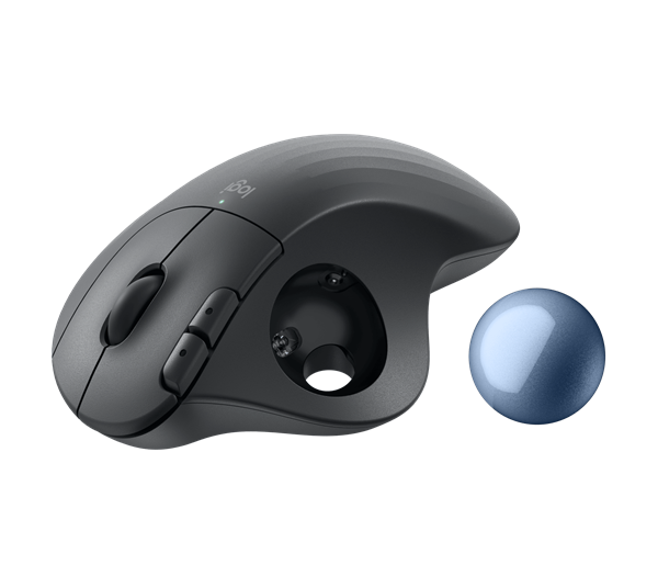 Logitech® M575S ERGO Wireless Trackball - GRAPHITE+BLUE BALL 