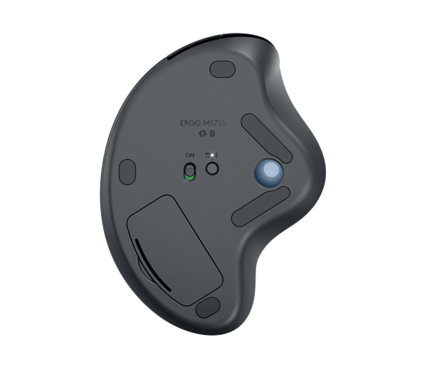 Logitech® M575S ERGO Wireless Trackball - GRAPHITE+BLUE BALL 