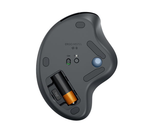 Logitech® M575S ERGO Wireless Trackball - GRAPHITE+BLUE BALL 