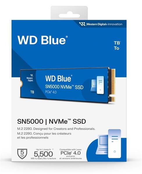 WD Blue SN5000 1TB SSD PCIe Gen4, M.2 2280, NVMe ( r5150MB/s, w4900MB/s ) 
