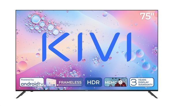 KIVI TV 75U760QB, 75" (187cm), HD LED TV, AndroidTV 11, Black, 3840x2160, GAME MODE, HLG,  HDR, 127 kWh,WIFI5 