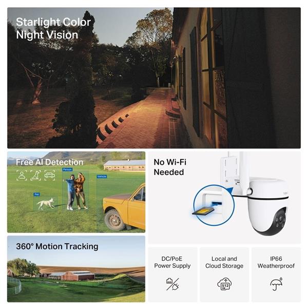 TP-LINK "Outdoor Pan/Tilt 4G LTE CameraSPEC: 1080p (1920x1080), 4G LTE (LTE-FDD: B1/3/5/7/8/20/28, LTE-TDD: B38/40/41), 