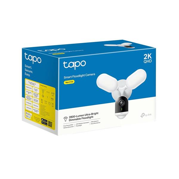 "Smart Floodlight Camera SPEC: 2K QHD (2560x1440), 2.4 GHz, 2800 Lumens (5000K Color Temperature), 270° Passive Infrared 
