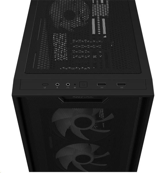 ASUS A21 PLUS TG BLACK, 4x ARGB LED fan, skriňa mATX, čierna 