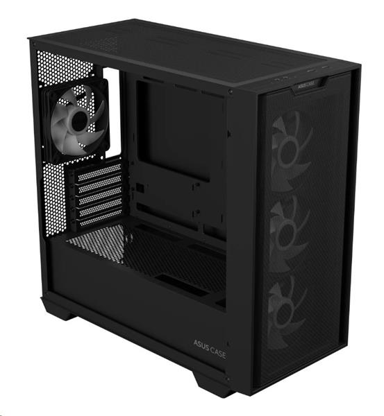 ASUS A21 PLUS TG BLACK, 4x ARGB LED fan, skriňa mATX, čierna 
