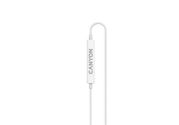Canyon SEP-6, slúchadlá do uší, integrované ovládanie, Hi-Fi kvalita, USB-C kábel 1.2m, biele 