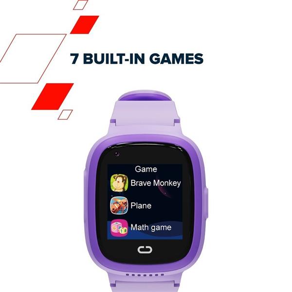 Canyon KW-48, Sunny, smart hodinky pre deti, far. displ., 4G Aud./Vid. volania, GPS tracking, IP67, 512MB, 7 hier, fialo 
