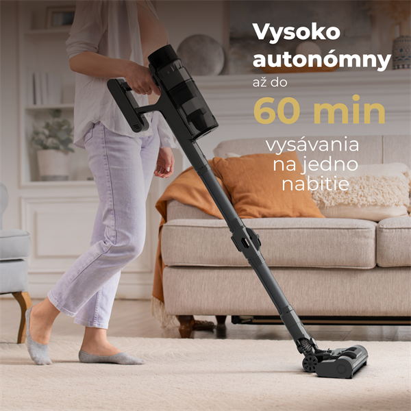 AENO Tyčový vysavač SC2, Turbo kefa, LED, AI nastavenie sacej sily, 60m  