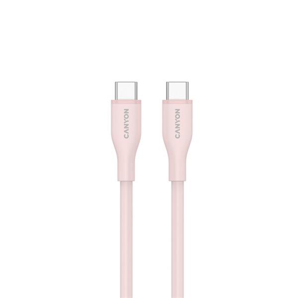 Canyon CC60SC10, 1 m kábel, USB-C / USB-C, PD 60 W, 480 Mbps, ružový 