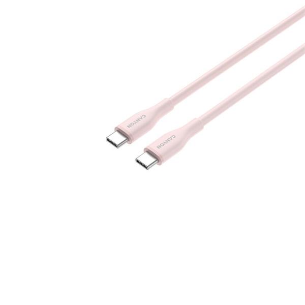 Canyon CC60SC10, 1 m kábel, USB-C / USB-C, PD 60 W, 480 Mbps, ružový 