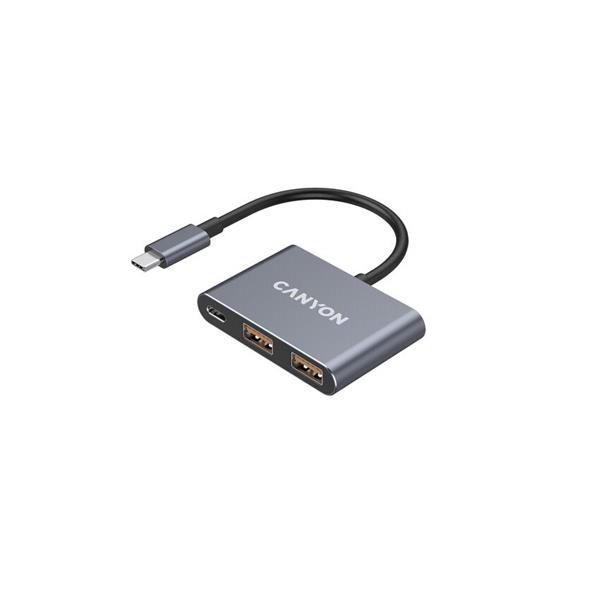 Canyon DS-3, USB-C Hub, 3 porty, 2xUSB-A 10Gbps, 1xUSB-C 10Gbps, šedá 