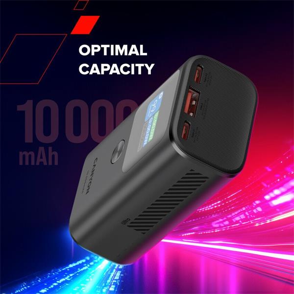 Canyon OnPower 130, Powerbank, 10.000 mAh, displej, in: USB-C, out: 2x USB-C /USB-A, 30W, hodiny/budík/teplomer 