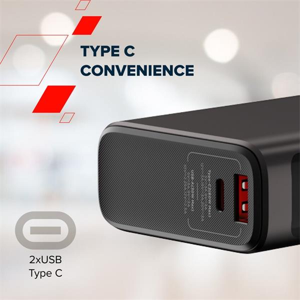 Canyon OnPower 230, Powerbank, 20.000 mAh, displej, in: USB-C, out: 2x USB-C /USB-A, 130W, hodiny/budík/teplomer 