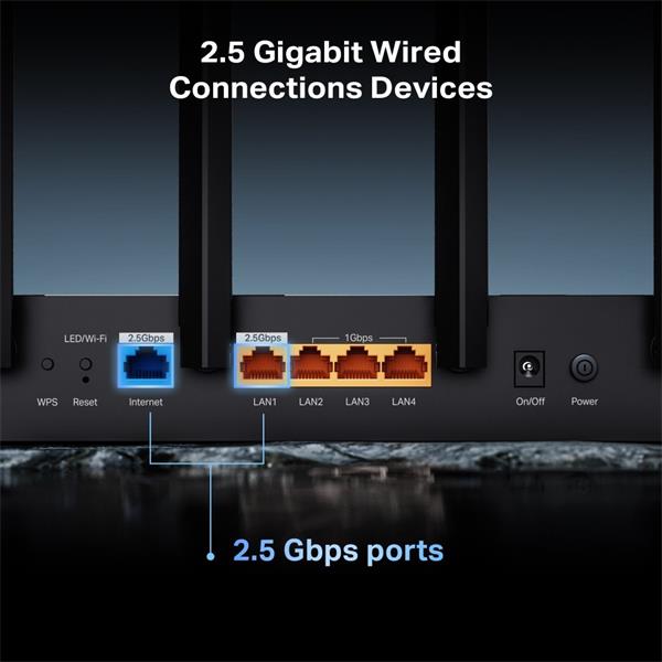 BE6500 Dual-Band Wi-Fi 7 Router SPEED: 688 Mbps at 2.4 GHz + 5764 Mbps at 5 GHz SPEC: 6×Antennas, 2.0 GHz Quad-Core CPU, 